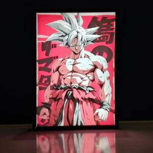 goku ultra instinct form backlit frame – led anime wall art