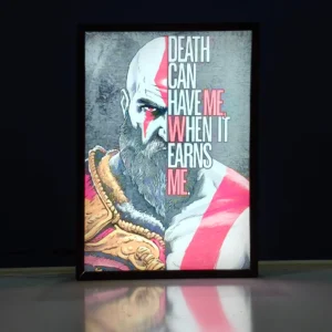 god of war kratos backlit frame – led games wall art