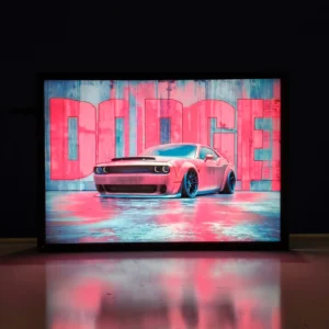 dodge challenger srt hellcat backlit frame – led car wall art