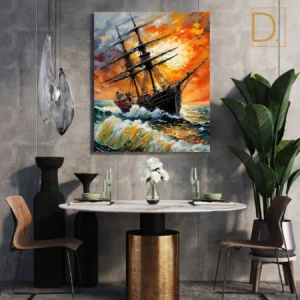 sailing ship stormy sea canvas – dramatic wall art pakistan